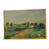Original Swedish Mid-Century Oil On Board Painting" "Löderup, Skåne " by Acke Fornander