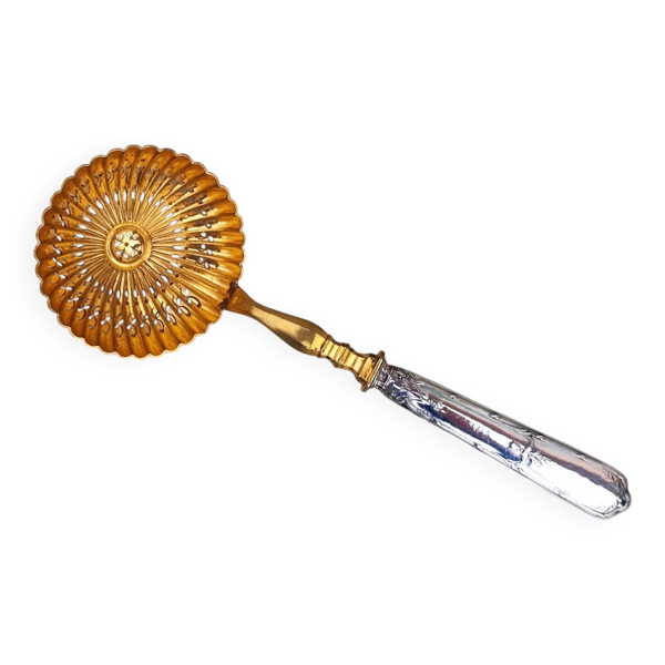 Cuillère à tamiser le sucre en argent et argent doré