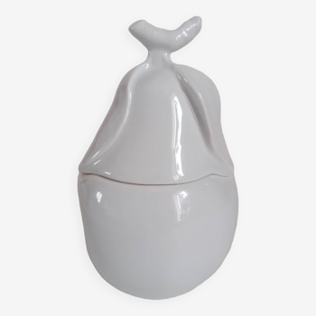 White porcelain pear sugar bowl