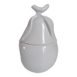 White porcelain pear sugar bowl