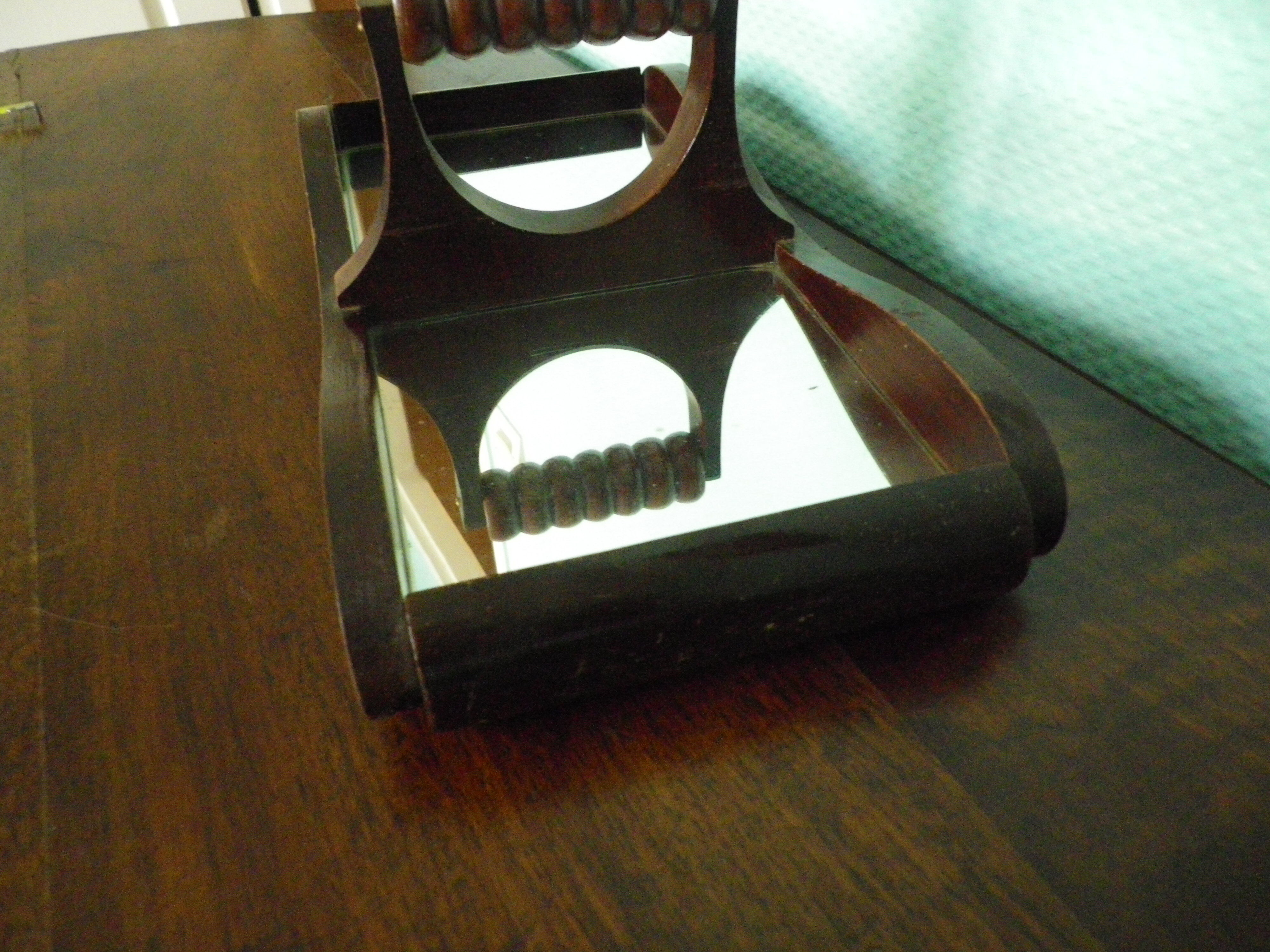 Old Art Deco Servant - 4 glass ravines - Mirror and wood - Year 1950