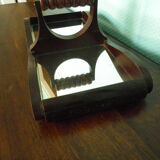 Serviteur ancien art déco 4 raviers en verre miroir et bois - Année 1950
