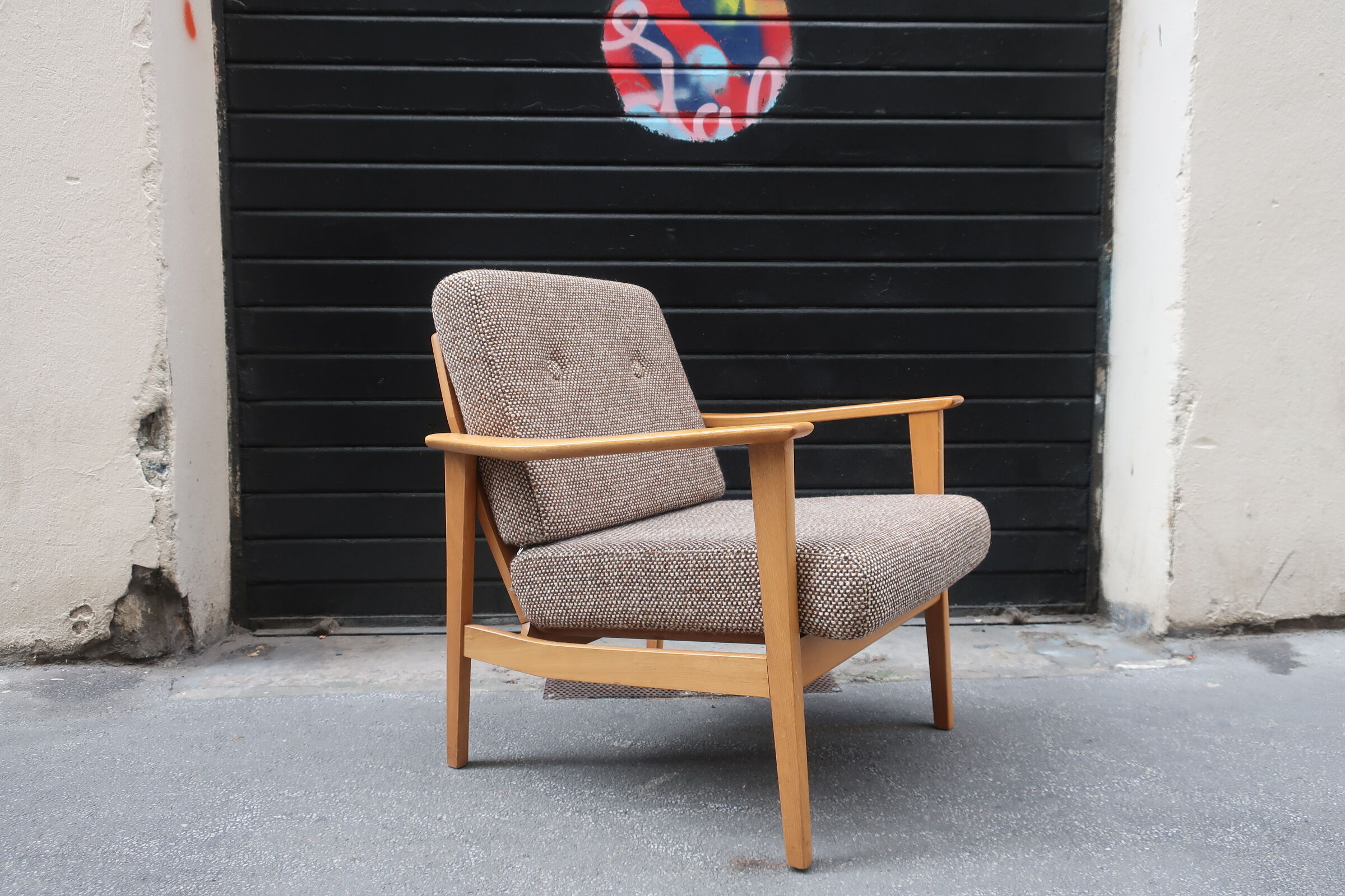 Armchair in wood and fabric 1960