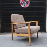 Armchair in wood and fabric 1960