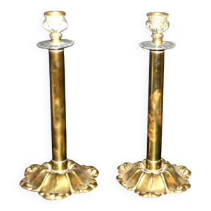 Lot 2 bougeoirs anciens - bronze