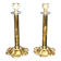 Lot of 2 antique brass and gilded bronze candle holders with acanthus decoration.
