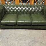 Chesterfield green leather sofa