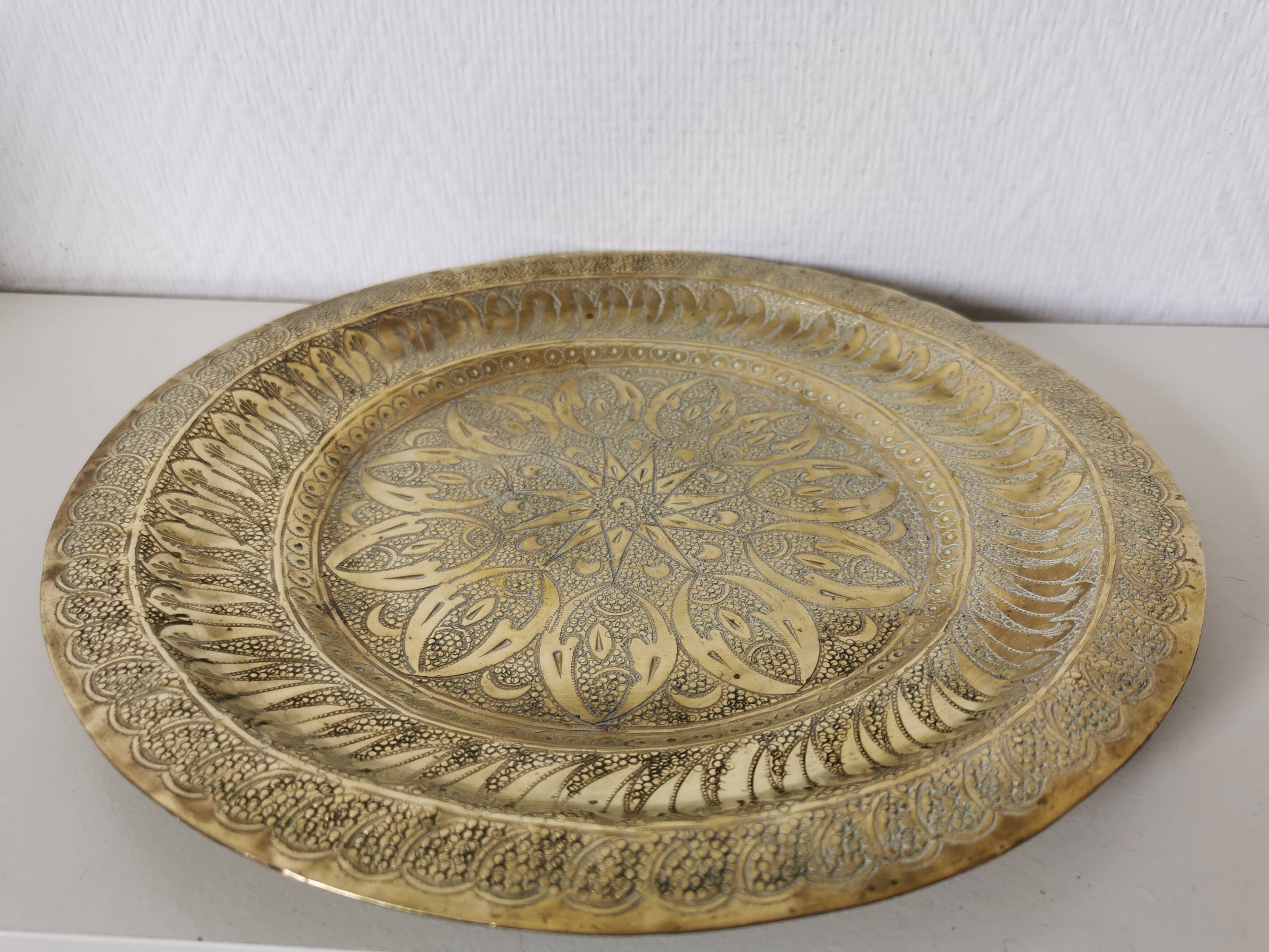 Moroccan copper/brass engraved serving tray