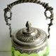 19th century biscuit bucket, legras enameled glass, acid-free eyelets, signed wmfm