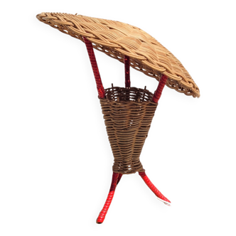 Rattan lamp scoubidou 1960