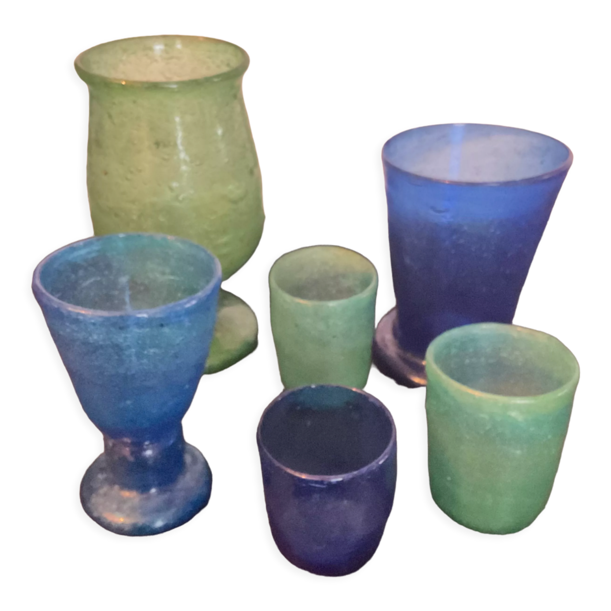 Series of vintage jar vases in bubbled glass paste from the 50s-60s