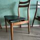Set of six vintage scandinavian chairs. black faux leather seat, eros edition from around 1960.