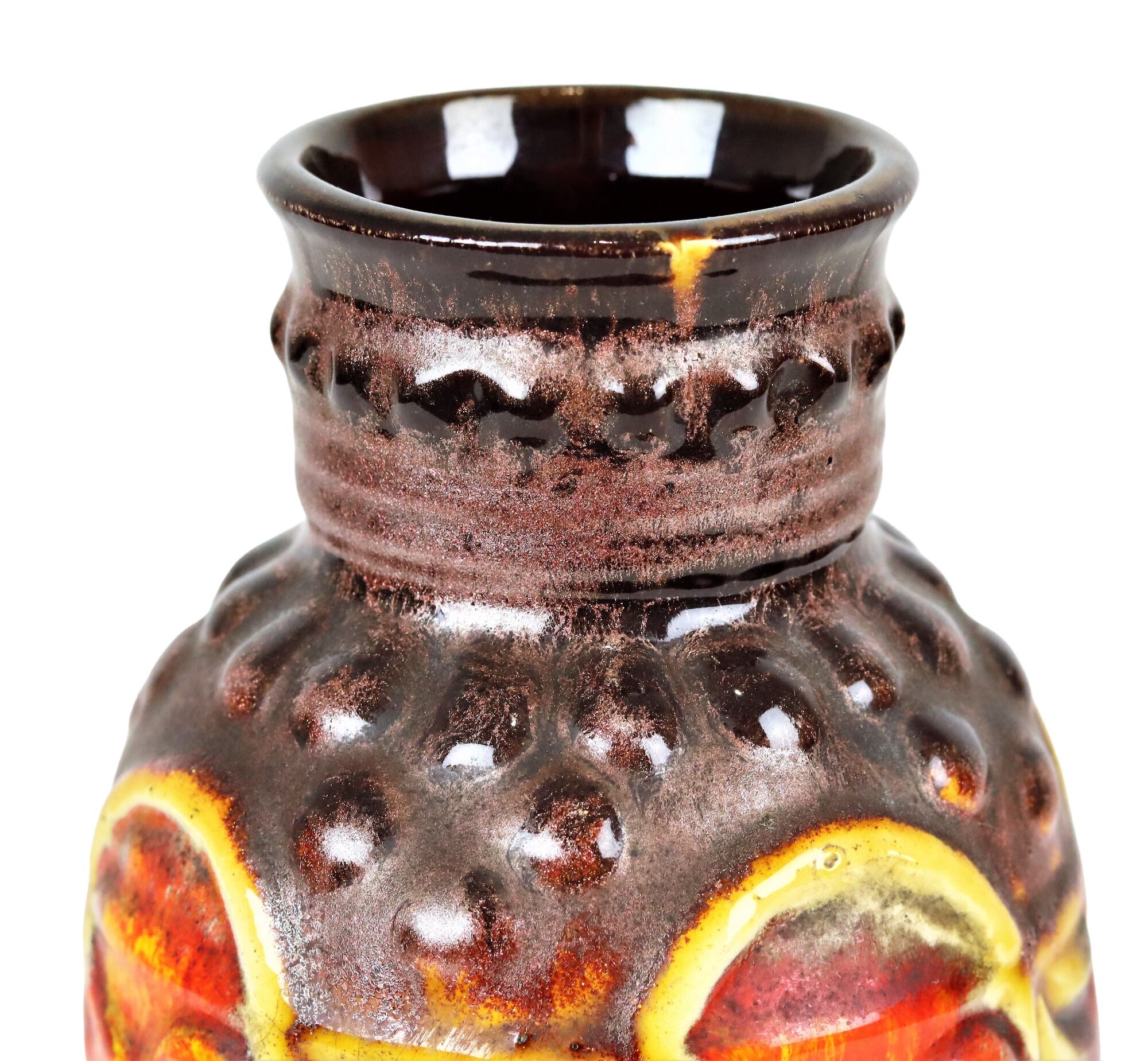 Flamed Fat Lava Vase West Germany Bay Red Orange 98-17