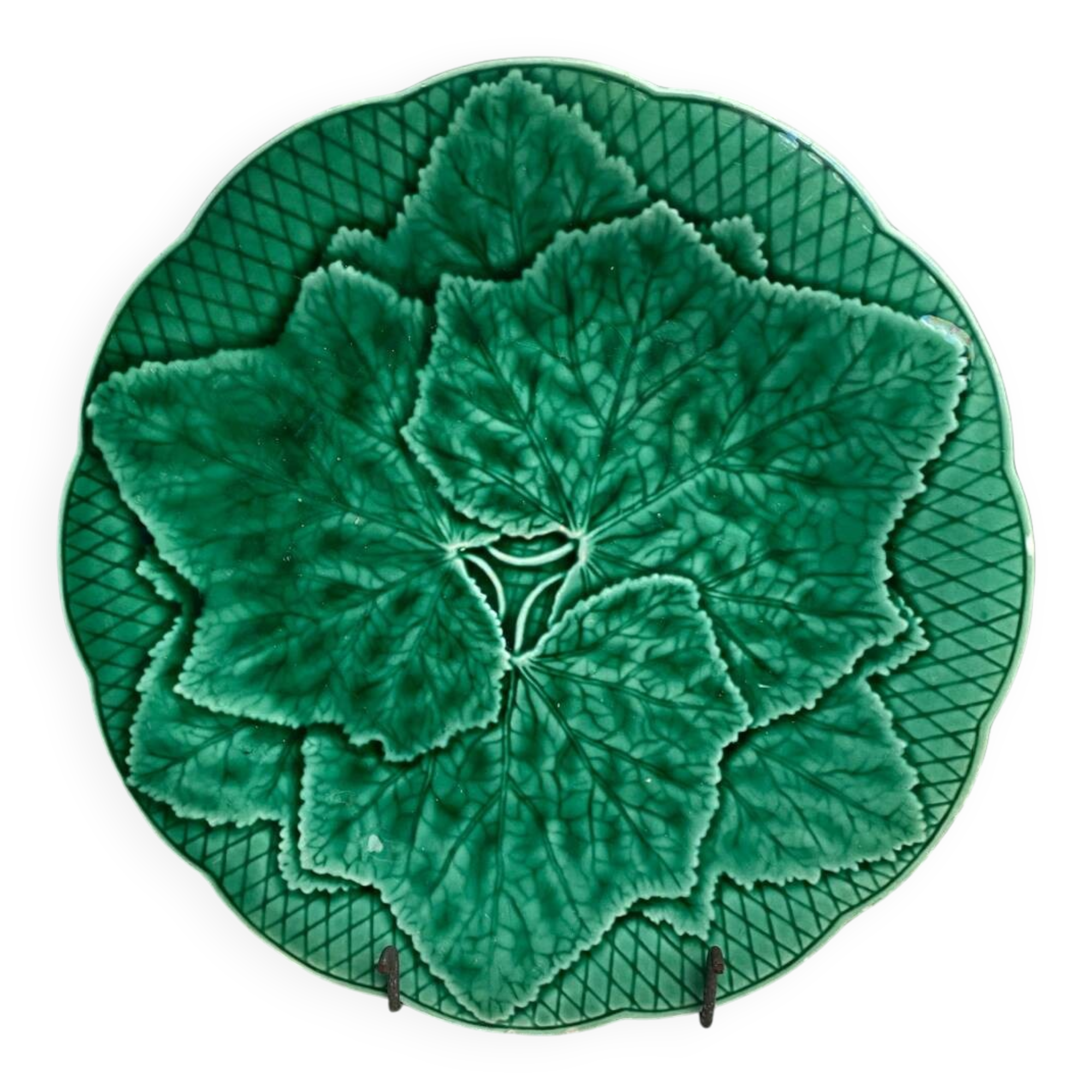 Gien stamped majolica dessert plate