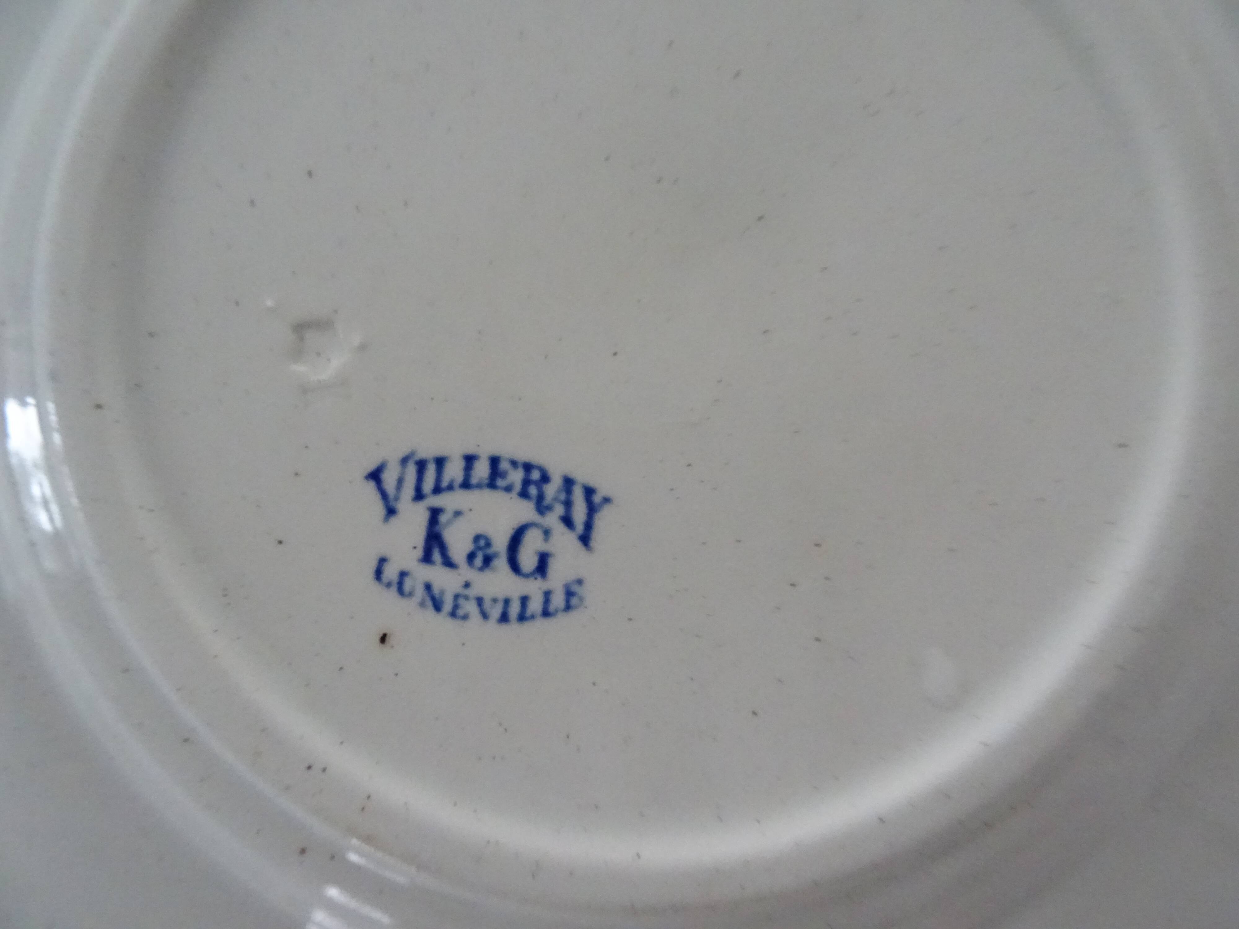 6 plates luneville k & g  villeray décor blue old faience