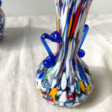 Blue glass vases by Murano Fratelli Toso made in Italy 1920
