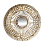 Decorative mirror woven in sun canework