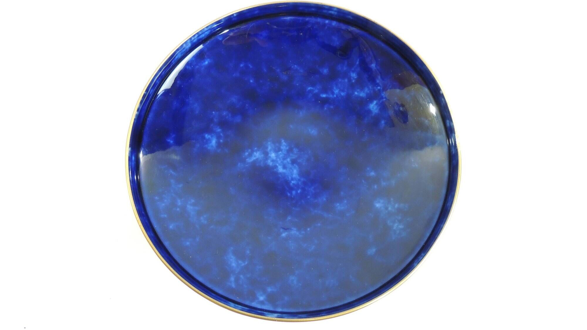 Sèvres porcelain cobalt blue footed bowl with gold rim – center