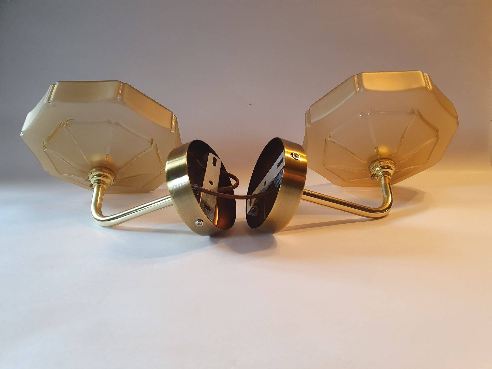 Pair of vintage 1940s Art Deco wall lights from France - newly electrified