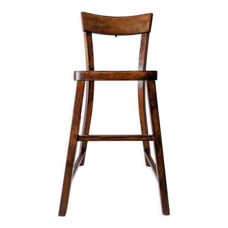 High chair in varnished wood 50s