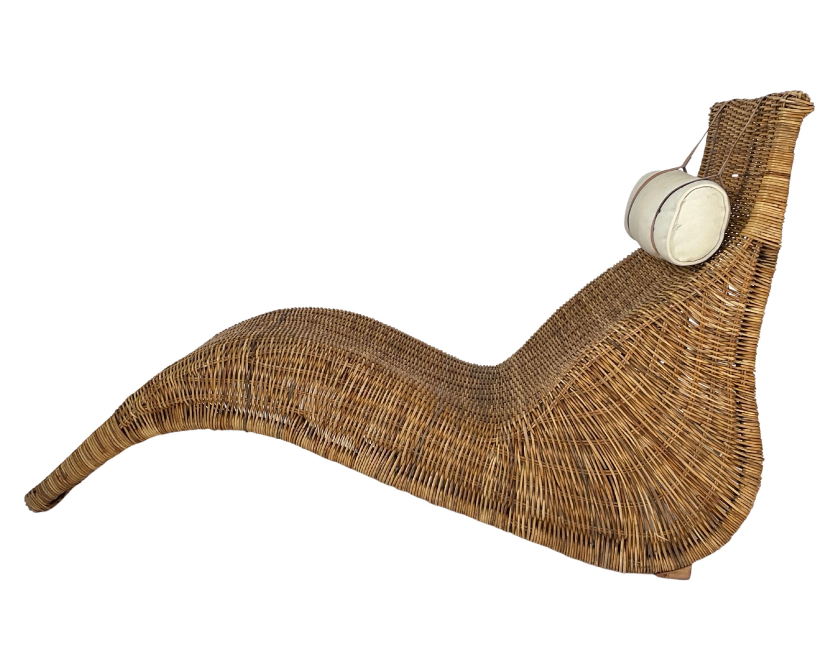 Karlskrona Rattan Wicker Chaise Lounge by Karl Malmvall for Ikea