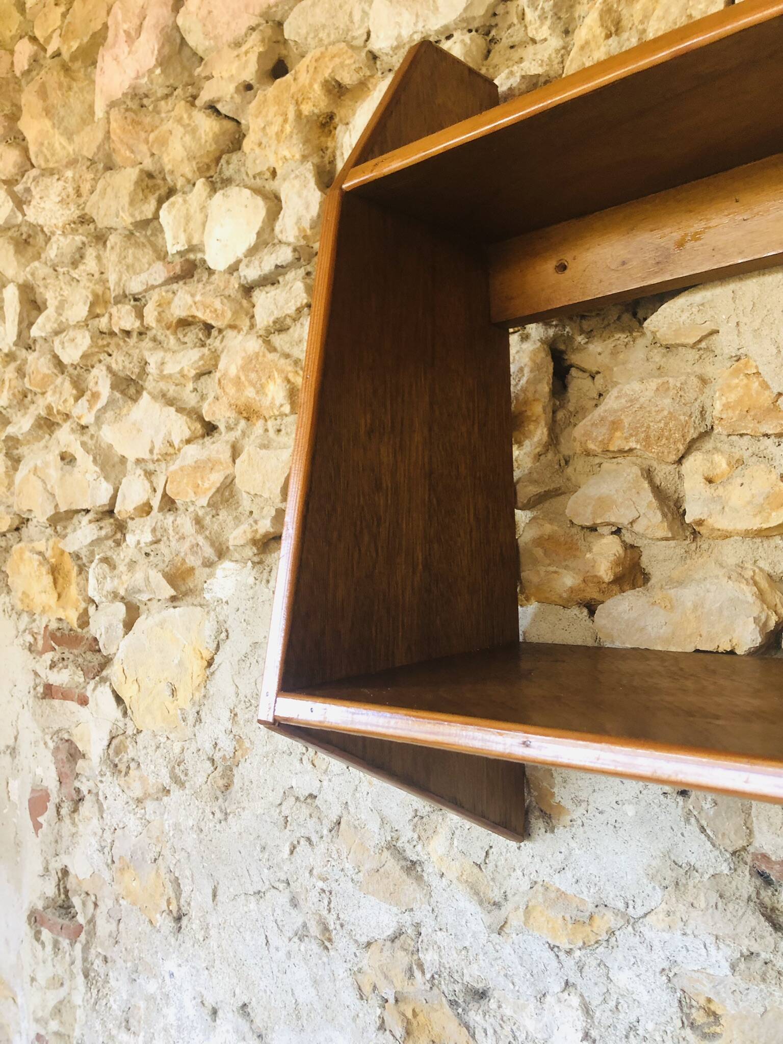 Vintage wall shelf with two shelves, 1970's