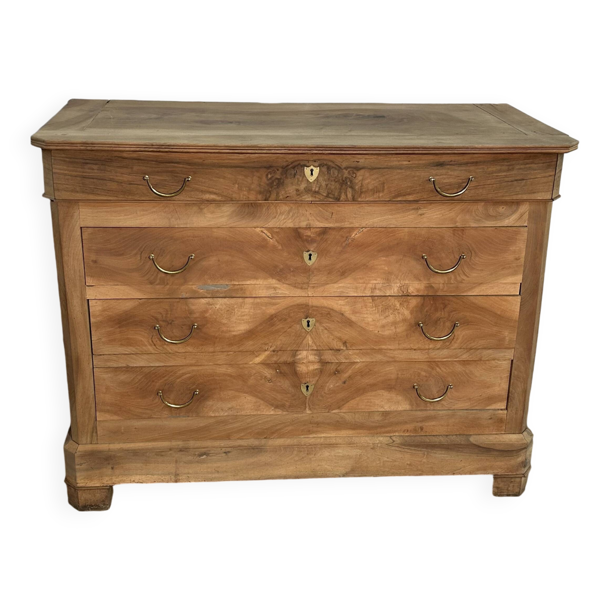 Louis Philipe chest of drawers in solid walnut, airbrushed