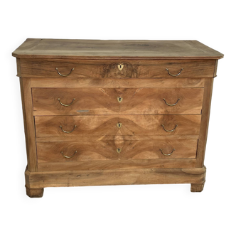 Louis Philipe chest of drawers in solid walnut, airbrushed