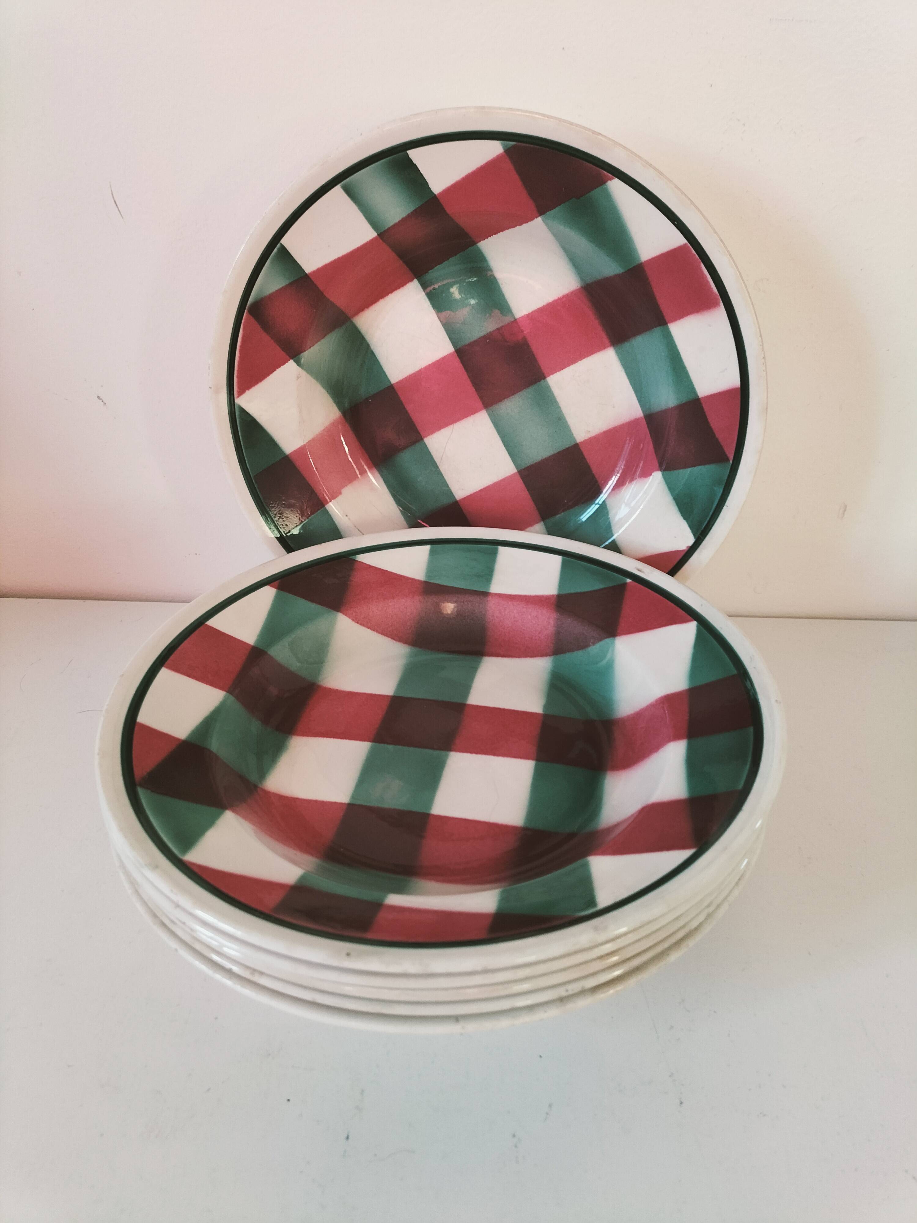 Set of 6 soup plates Faïencerie Nouvelle Givors from the 50s