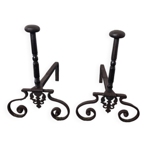 Paire de chenets en fonte