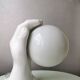 Hand-shaped vintage ceramic table lamp or lamp with a 1980s white glass ball