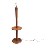 Vintage turned wooden floor lamp - 60s side table