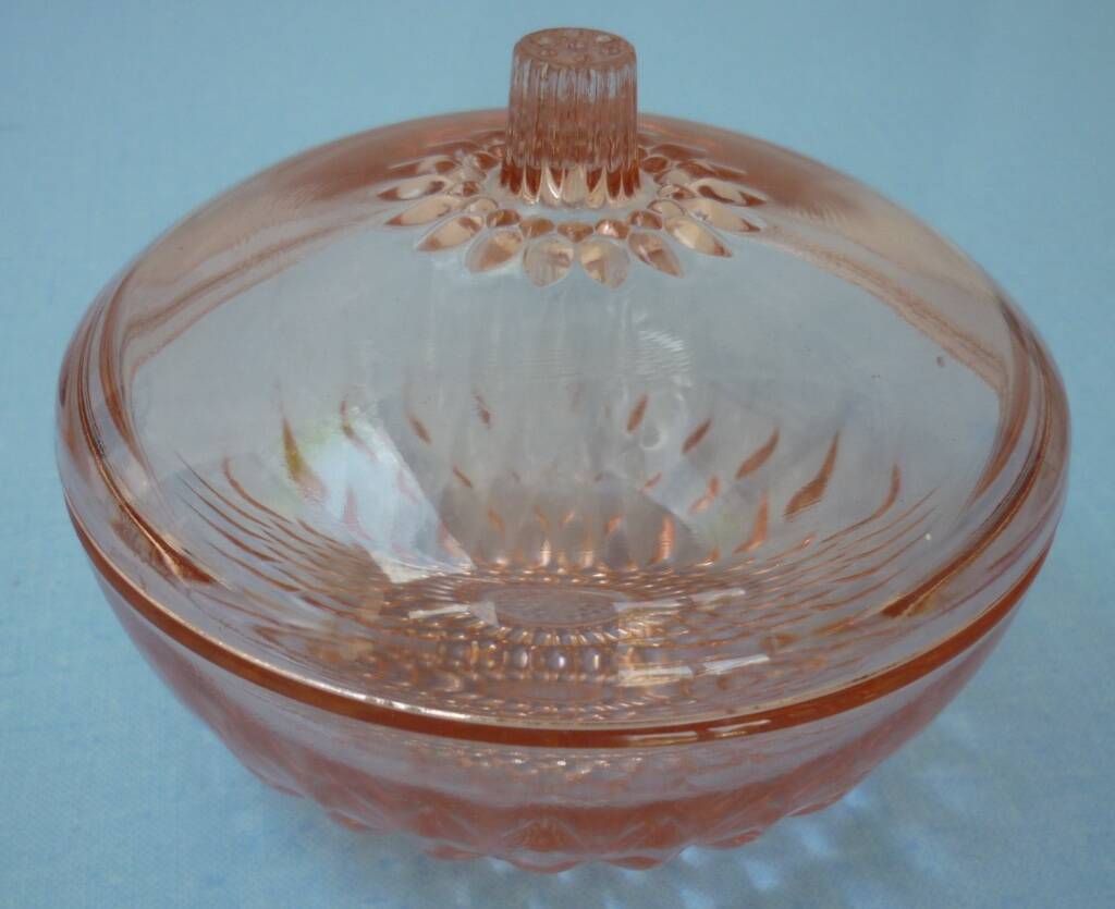 Transparent pink glass candy box