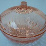 Transparent pink glass candy box