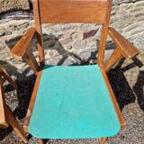 Set of 3 bridge armchairs with compass legs from the 50s/60s