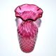 Vintage pink blown glass cornet vase - vintage pineapple shape 18cm
