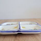 Flat with 4 compartments in earthenware floral decoration