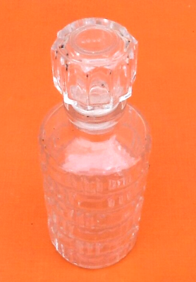 Cylindrical bottle "lever" transparent glass 1970