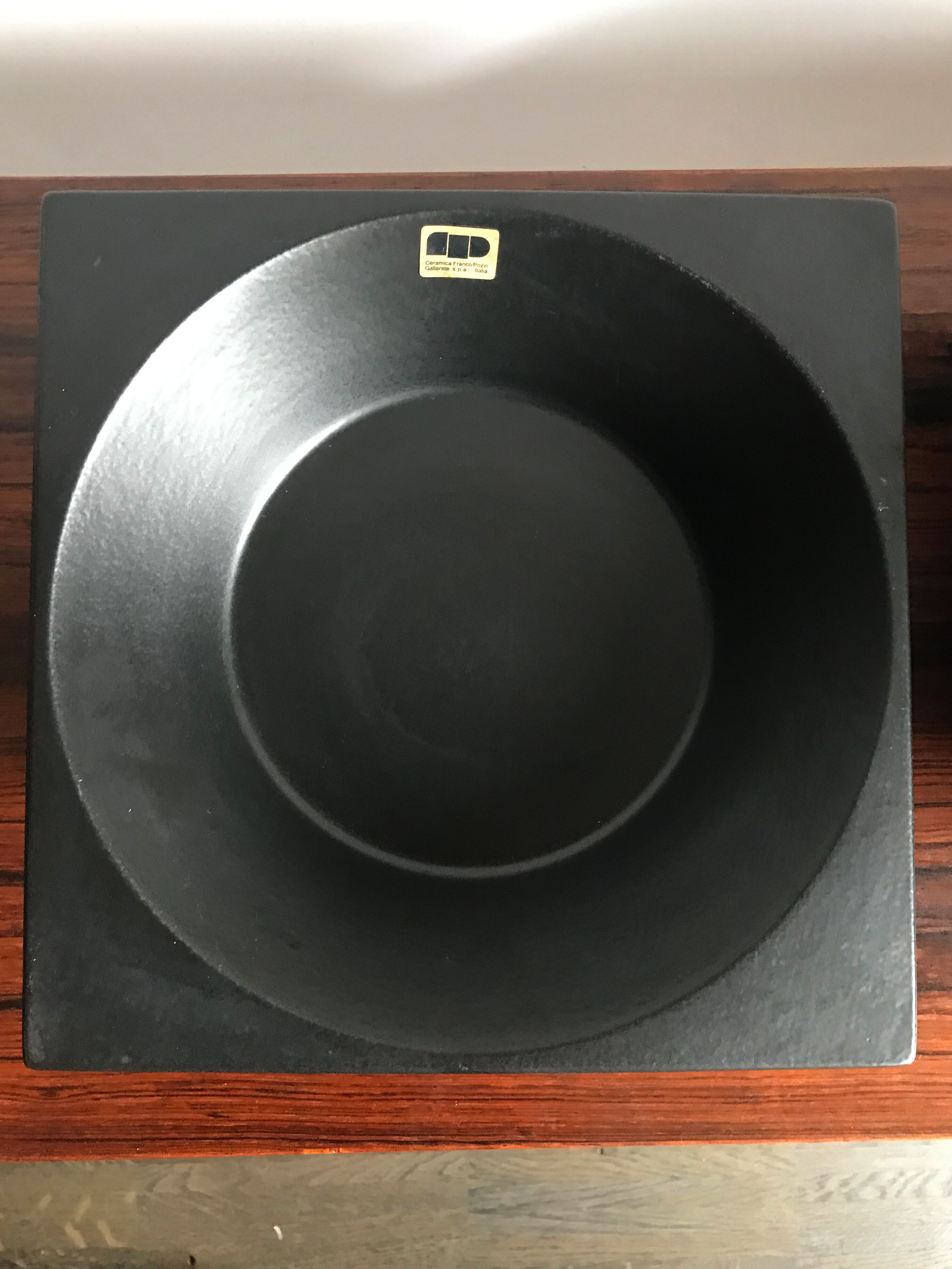 Franco Pozzi Italian black ceramic centerpiece vase 1960s