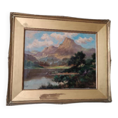 Antique oil painting on canvas, Scottish landscape, JACK DUCKER