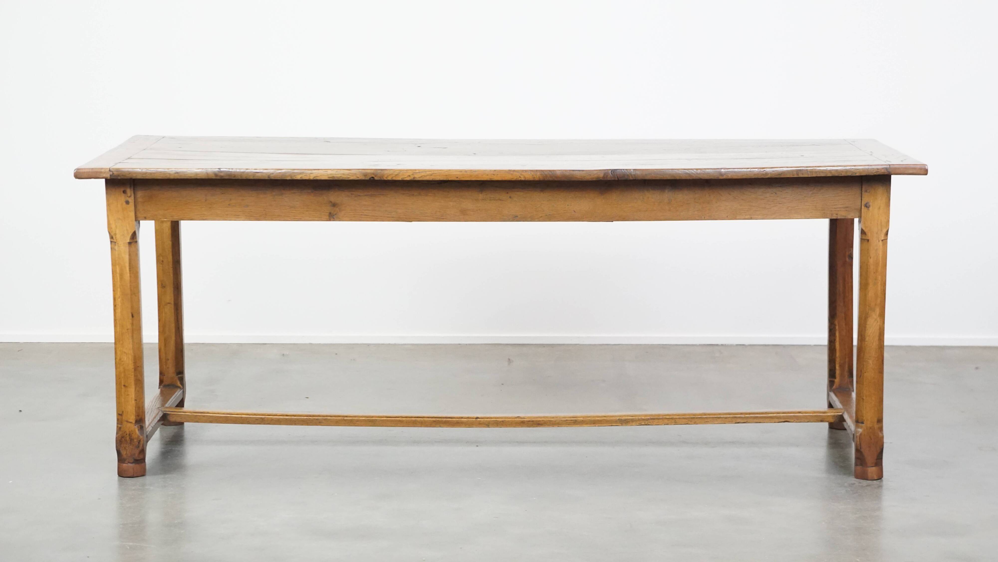 Antique French Farmhouse Dining Table in Oak with 2 Drawers