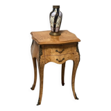 Small side table in burl wood veneer, Louis XV style, 20th century