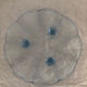 Blue transparent glass pie dish on vintage stand