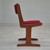 1970s, set of 4 reupholstered Danish chairs, Farsø Møbelfabrik, teak wood, furniture velour.