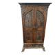 Antique fabric wardrobe from Rajasthan - solid teak