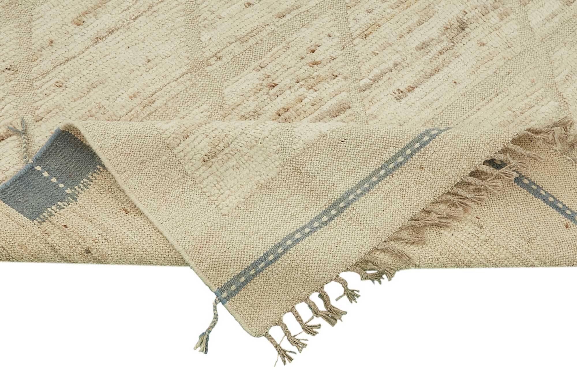 Handmade Turkish One of a Kind 201 cm x 295 cm Beige Wool Carpet