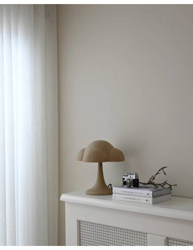 Sand-colored table lamp, ceramic, contemporary work.