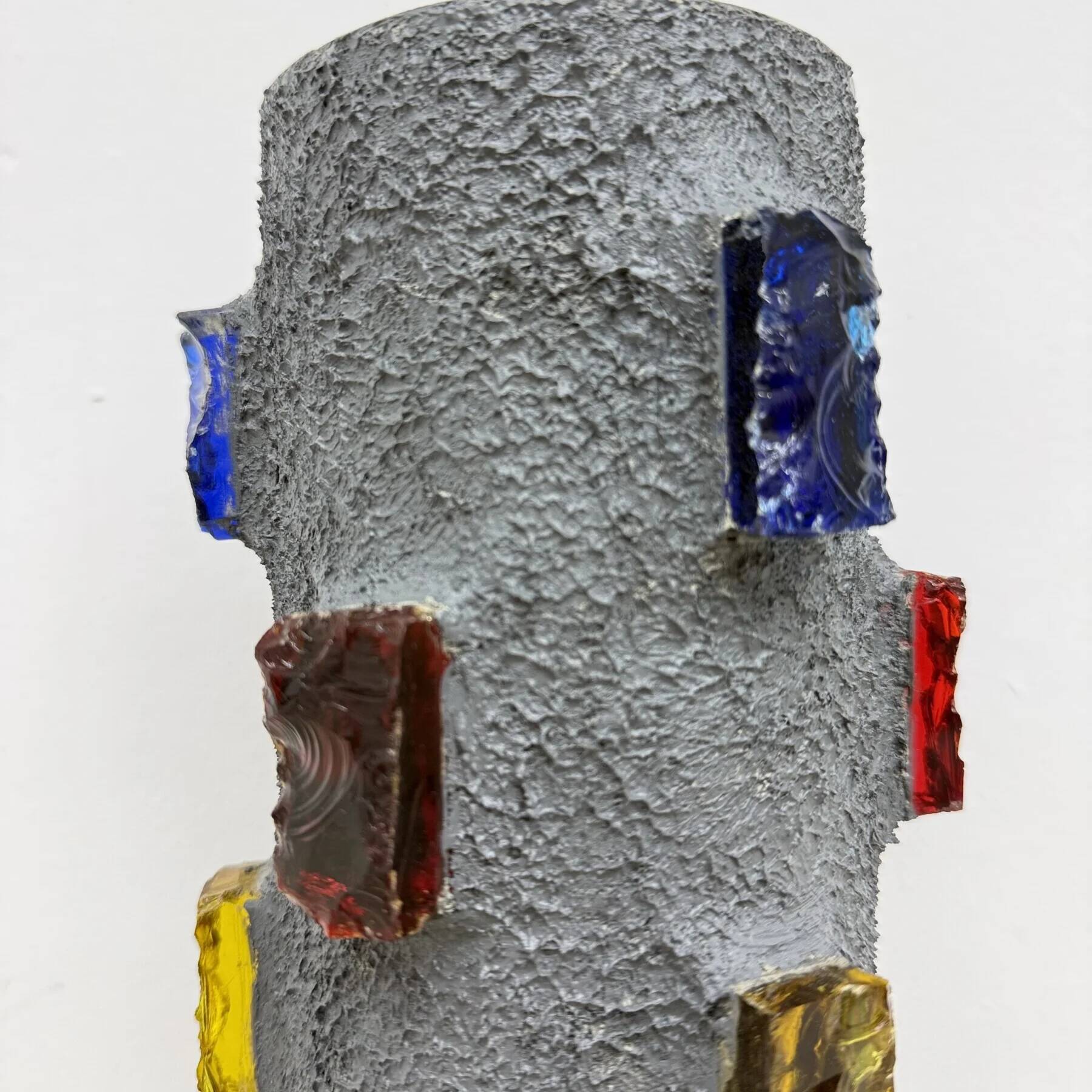 Brutalist table lamp metal and glass, 1970s