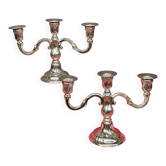 Pair of candlesticks. Silver-plated metal.