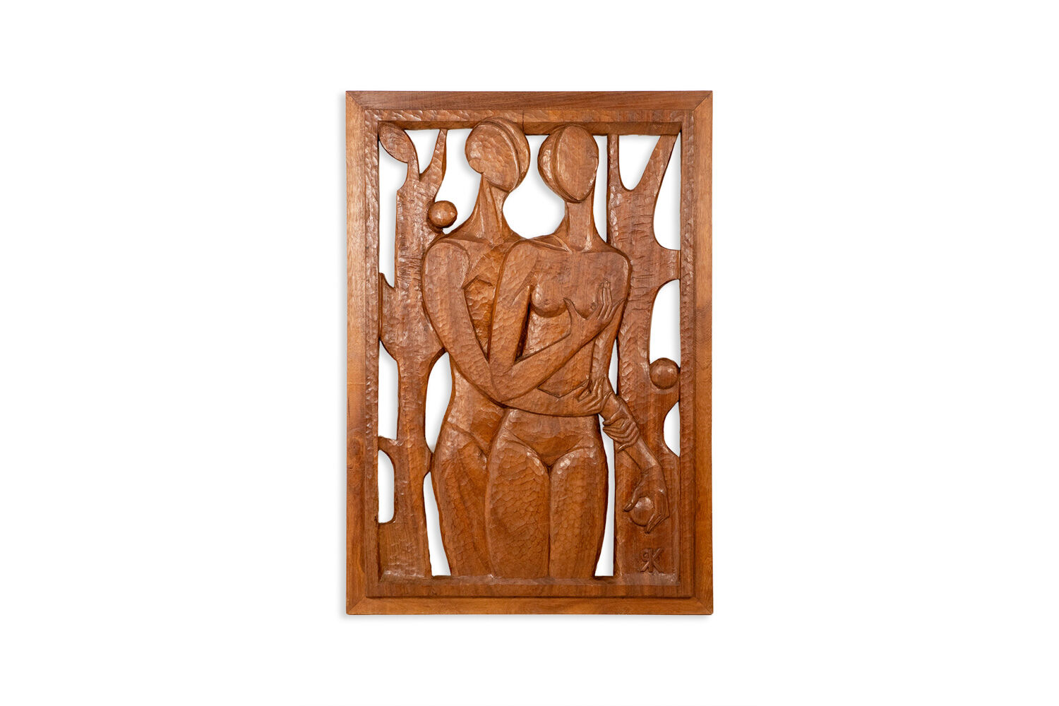 Roger Kressmann. Carved walnut panel with a gouge. 1980s.
